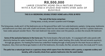 R8,500,000 | Large country home on a pasture stand with a flat and a studio 